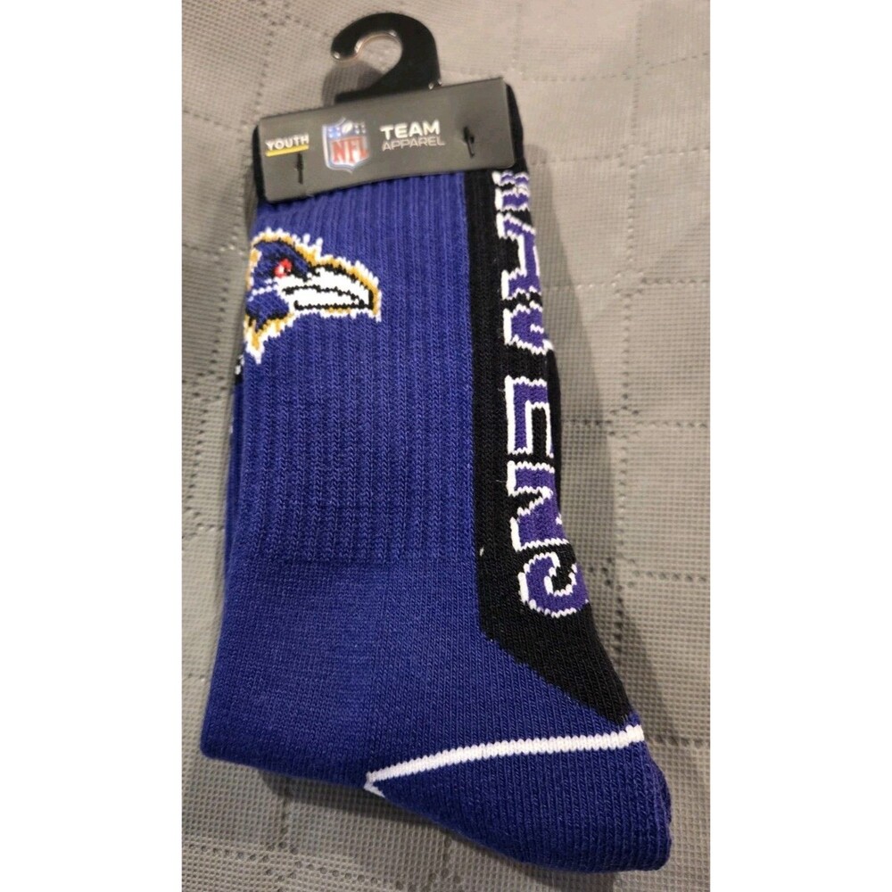 BALTIMORE RAVENS NFL FOOTBALL SOCKs -SIZE Youth 13, 1-3, Women 3-6